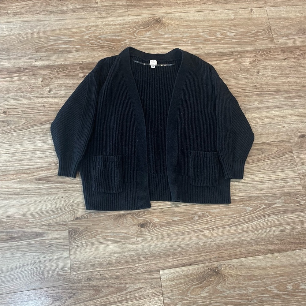 a new day Black Ribbed Open Cardigan